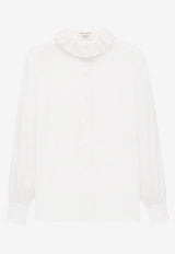 Saint Laurent Lace Pierrot Collar Poplin Blouse White 842627Y7K369601_CRAIE_29853371
