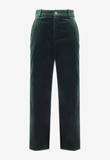Saint Laurent Straight-Leg Velvet Pants Emerald 825007Y580T3181_EMERAUDE_29851440