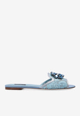 Dolce & Gabbana Bianca Crystal-Embellished Slides Light Blue CQ0023 AG667-80605