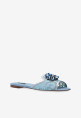 Dolce & Gabbana Bianca Crystal-Embellished Slides Light Blue CQ0023 AG667-80605