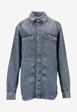 Rick Owens DRKSHDW Long-Sleeved Denim Shirt with Strap Indigo DS01E3705DWB_06