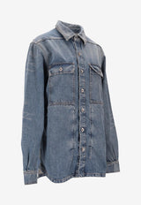 Rick Owens DRKSHDW Long-Sleeved Denim Shirt with Strap Indigo DS01E3705DWB_06