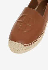 Anine Bing Paloma Embossed Logo Leather Espadrilles Brown A1411219_COG1