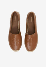 Anine Bing Paloma Embossed Logo Leather Espadrilles Brown A1411219_COG1