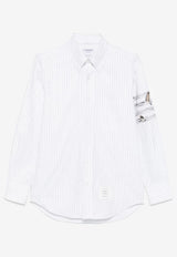 Thom Browne Geese 4-bar Pinstripe Long-Sleeved Shirt White MWL272EE1384_035