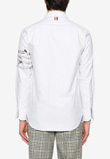 Thom Browne Geese 4-bar Pinstripe Long-Sleeved Shirt White MWL272EE1384_035