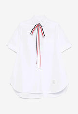 Thom Browne Grosgrain Bow Tie Poplin Shirt White FTU371G03113_100