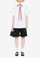 Thom Browne Grosgrain Bow Tie Poplin Shirt White FTU371G03113_100