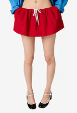 Miu Miu Logo Embroidered Poplin Mini Skirt Scarlet MG2200SOOO1BMS_F0D56