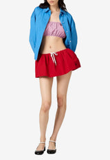 Miu Miu Logo Embroidered Poplin Mini Skirt Scarlet MG2200SOOO1BMS_F0D56