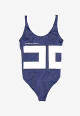 Elisabetta Franchi Logo Print One-Piece Swimsuit Navy CS75M52E2_DK8