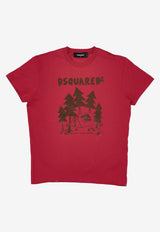Dsquared2 Logo Palm Tree T-shirt Red S75GD0475D20020_305W