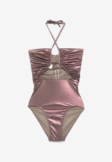 Rick Owens Prong Bather Metallic Halterneck Swimsuit Mahogany RP01E7087NSM_84