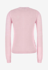 Miu Miu Knitted Cashmere Logo Cardigan Pink MMF971SOOO17NN_F0E18