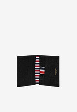 Thom Browne Embroidered Goose Grained Leather Double Cardholder Black UAW073A00198_001