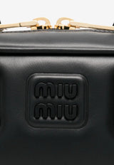Miu Miu Large Arcadie Leather Top Handle Bag Black 5BB148VOONACR3_F0002