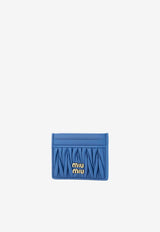 Miu Miu Matelassé Logo Plaque Leather Cardholder Blue 5MC103AFPP_F0V98