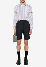 Thom Browne Gingham Check Long-Sleeved Poplin Shirt Gray MWL301OF0998_035