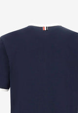 Thom Browne Name Tag Patch Ringer T-shirt Navy MJS083A00042_415