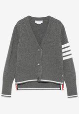 Thom Browne 4-bar Stripes Intarsia Knit Wool Cardigan Gray FKC657AY1029_035