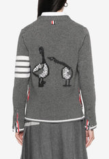 Thom Browne 4-bar Stripes Intarsia Knit Wool Cardigan Gray FKC657AY1029_035