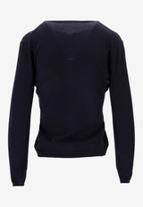 La Rose Intarsia Knit Argyle Cardigan Navy GDC22803_20102