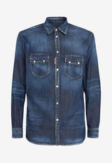 Dsquared2 Dan Long-Sleeved Denim Shirt Blue S74DM0955S30341_470