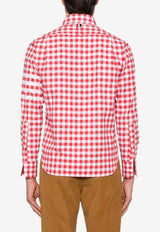 Thom Browne 4-bar Stripes Gingham Check Shirt Red MWL416AF0945_600