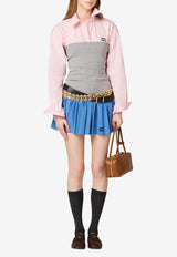 Miu Miu Two-Tone Paneled Mini Skirt Blue MG2466SOOO17HP_F03VO