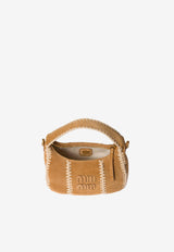 Miu Miu Wander Crochet-Trimmed Suede Shoulder Bag Camel 5BC125VOWR2IBG_F0401