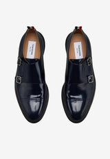 Thom Browne Polished Leather Double Monk Strap Shoes Navy MFG018CL0043_415