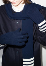 Thom Browne 4-bar Stripes Cashmere Gloves Navy MKG003A00011_415