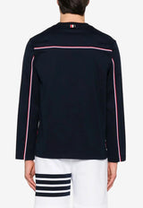 Thom Browne Grosgrain Loop Trim Oversized Long-Sleeved T-shirt Navy MJS289A00042_415