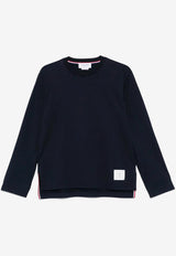 Thom Browne Grosgrain Loop Trim Oversized Long-Sleeved T-shirt Navy MJS289A00042_415