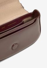 AMI PARIS Small Paris Paris Glazed Leather Crossbody Bag Burgundy ULL720AL0139_692