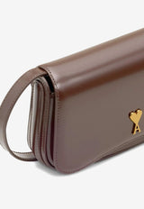 AMI PARIS Small Paris Paris Glazed Leather Crossbody Bag Burgundy ULL720AL0139_692