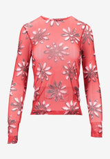 Meryll Rogge Floral Print Long-Sleeved T-shirt Red 300325WS25_RED