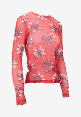 Meryll Rogge Floral Print Long-Sleeved T-shirt Red 300325WS25_RED