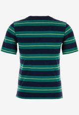 Miu Miu Logo Patch Striped T-shirt Green MJN537SOOO14RT_F046I