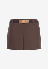 Miu Miu Panama Pleated Mini Skirt Brown MG2485SOOO12NS_F0324