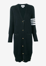 Thom Browne 4-bar Striped Milano Stitch Long Wool Cardigan Navy FKC289A00014_415