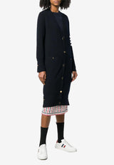 Thom Browne 4-bar Striped Milano Stitch Long Wool Cardigan Navy FKC289A00014_415