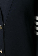 Thom Browne 4-bar Striped Milano Stitch Long Wool Cardigan Navy FKC289A00014_415