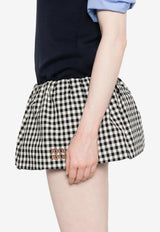 Miu Miu Gingham Check Logo Mini Skirt Black MG2200SOOO12OF_F0964