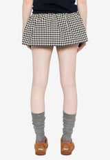 Miu Miu Gingham Check Logo Mini Skirt Black MG2200SOOO12OF_F0964