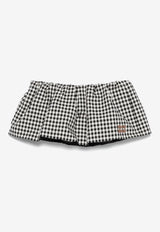 Miu Miu Gingham Check Logo Mini Skirt Black MG2200SOOO12OF_F0964