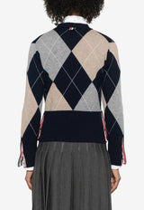 Thom Browne Argyle Intarsia Knit Cashmere Cardigan Navy FKC659AY2001_415