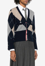 Thom Browne Argyle Intarsia Knit Cashmere Cardigan Navy FKC659AY2001_415