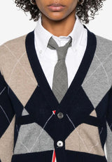 Thom Browne Argyle Intarsia Knit Cashmere Cardigan Navy FKC659AY2001_415