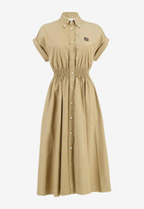 Miu Miu Poplin Embroidered Shirt Midi Dress Khaki MF5906SOOO10RG_F0241